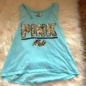 pink Victoria’s Secret glitter tank